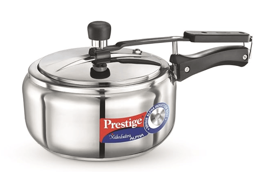 Prestige Nakshatra Alpha Stainless Steel Inner Lid Pressure Cooker, 3.5 Litres, Silver, 3.5 Liter