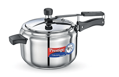 Prestige 5 Litres Nakshatra Alpha Induction Base Inner Lid Stainless Steel Pressure Cooker |Silver | Metallic Safety Plug | Durable Handles | Pressure Regulator