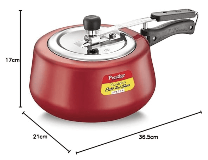 Prestige Nakshatra Cute Red Duo Svachh Aluminium Inner Lid Pressure Cooker 3.0 Litre (Powder Coated), Medium (10765)-2