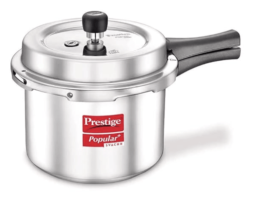 Prestige Popular Plus Svachh Virgin Aluminium Gas and Induction Compatible Outer Lid Pressure Cooker, 1.5 L (Silver)