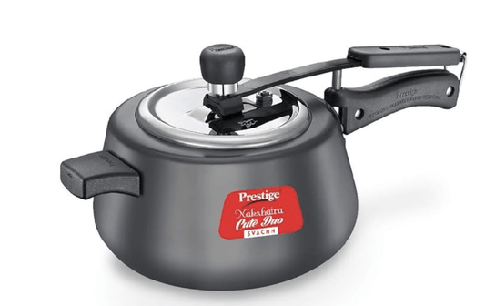 Prestige Nakshatra Cute Duo Svachh Hard Anodised Inner Lid Pressure Cooker, 5.0L (Black), 5 Liter