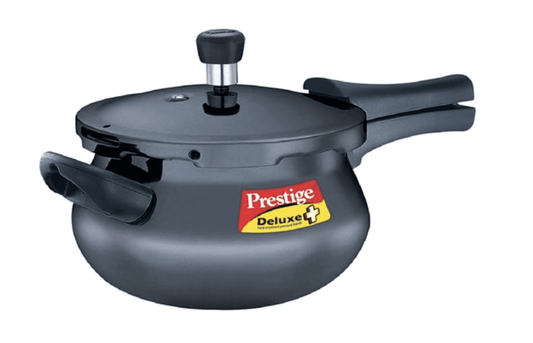Prestige Deluxe Plus Hard Anodised Aluminium Outer Lid Pressure Cooker Handi, 3 Litre, Black, 3 Liter