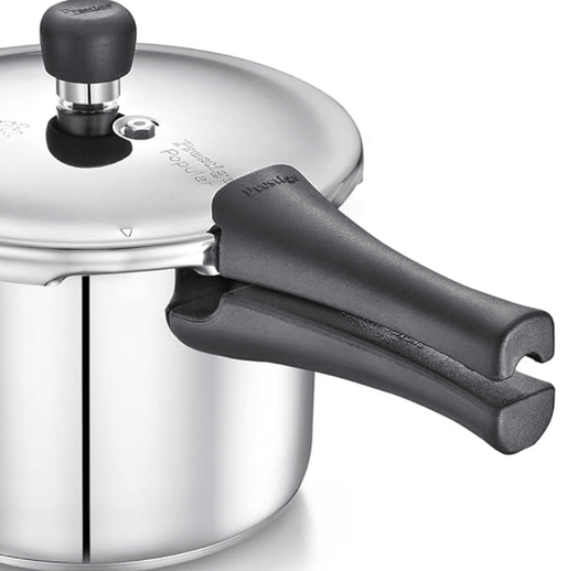 Prestige Popular 3L,2L stainless steel pressure cooker combo(1 lid)|Gas & induction compatible|Metallic Safety Plug|Controlled Gasket-Release System|5Y warranty