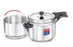 Prestige Svachh Lite Stainless Steel Outer Lid Pressure Cooker, with Stain Less Steel Starch Filter, 4 LTR, 4 Liter-1