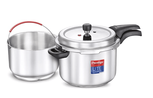 Prestige Svachh Lite Stainless Steel Outer Lid Pressure Cooker, with Stain Less Steel Starch Filter, 4 LTR, 4 Liter