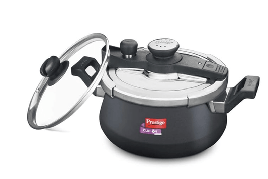 Prestige Svachh Clip-on 5 Litre Hard Anodised Aluminium Outer Lid Pressure Handi, Black