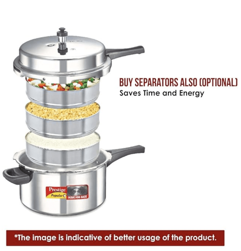 Prestige Popular Plus Induction Base Hard Anodized Aluminium Outer Lid Pressure Cooker, 2 Litres, White, 2 Liter