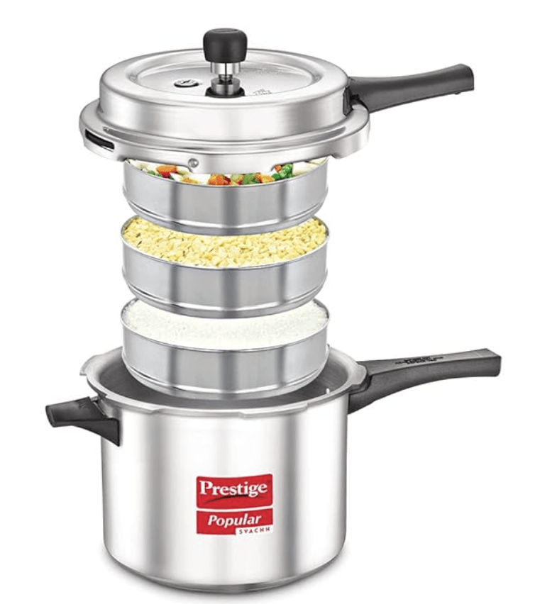 Prestige Popular Svachh 5.0 Litre Aluminium Outer Lid Pressure Cooker, Silver, Medium (10167)-2