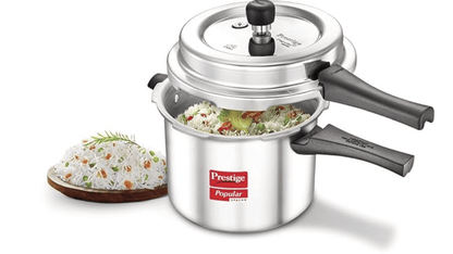 பிரெஸ்டீஜ் பாப்புலர் ஸ்வச் 5.0 லிட்டர் அலுமினியம் வெளிப்புற மூடி பிரஷர் குக்கர், வெள்ளி, நடுத்தரம் (10167) 