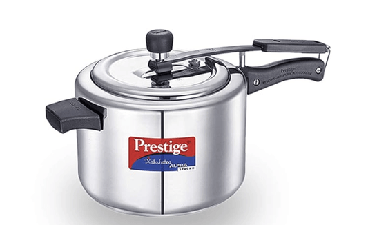 Prestige Svachh, 20246, 5 L, Nakshatra Alpha Straight Wall, with deep lid for Spillage Control (Inner Lid, Stainless Steel, Silver)