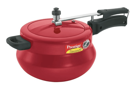 Prestige Nakshatra Plus Aluminium Inner Lid Pressure Handi, 5 Litres, Red, 5 Liter
