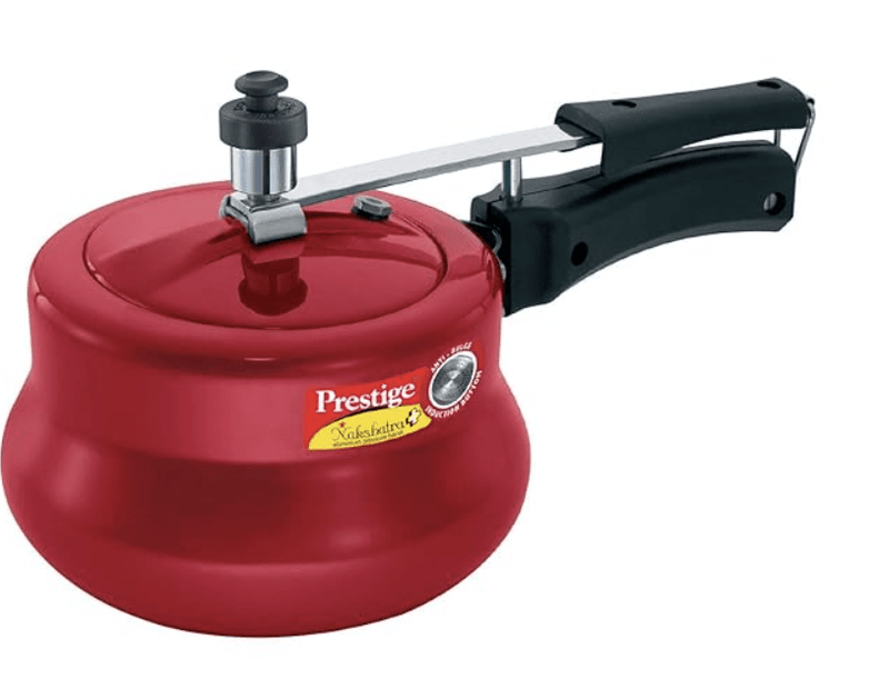 Prestige Nakshatra Aluminium Inner Lid Pressure Cooker, 3 Liters, Red-1
