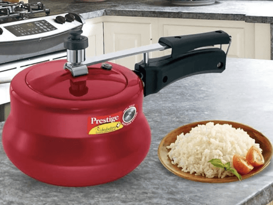 Prestige Nakshatra Aluminium Inner Lid Pressure Cooker, 3 Liters, Red