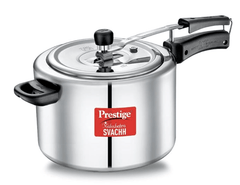 Prestige Nakshatra Svachh Aluminium Inner Lid Pressure Cooker with Unique Deep Lid for Spillage Control, 10 Litre, Silver-1
