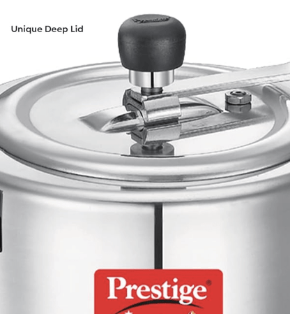 Prestige Nakshatra Plus Svachh Aluminium Inner Lid Pressure Cooker with Unique Deep Lid which Controls Spillage, 6.5 Litre, Silver