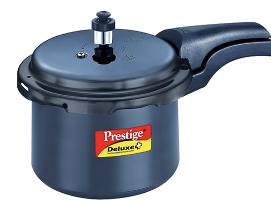 Prestige Deluxe Plus Hard Anodized Outer Lid Pressure Cooker, 3 Litres, Black, 3 Liter