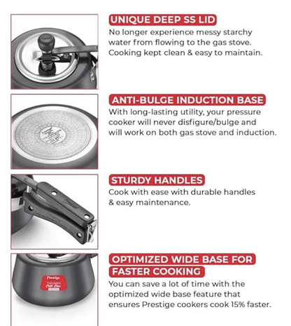 Prestige Svachh, 20260, 3 L, Nakshatra Cute Duo Hard Anodised, with Deep Lid for Spillage Control