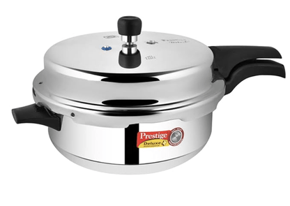 Prestige Deluxe Plus Induction Base Senior Pan Aluminium Outer Lid Pressure Cooker, 6 Litres, Silver