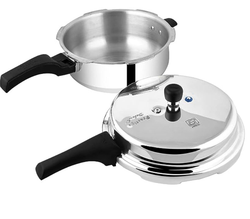 Prestige Deluxe Plus Induction Base Senior Pan Aluminium Outer Lid Pressure Cooker, 6 Litres, Silver