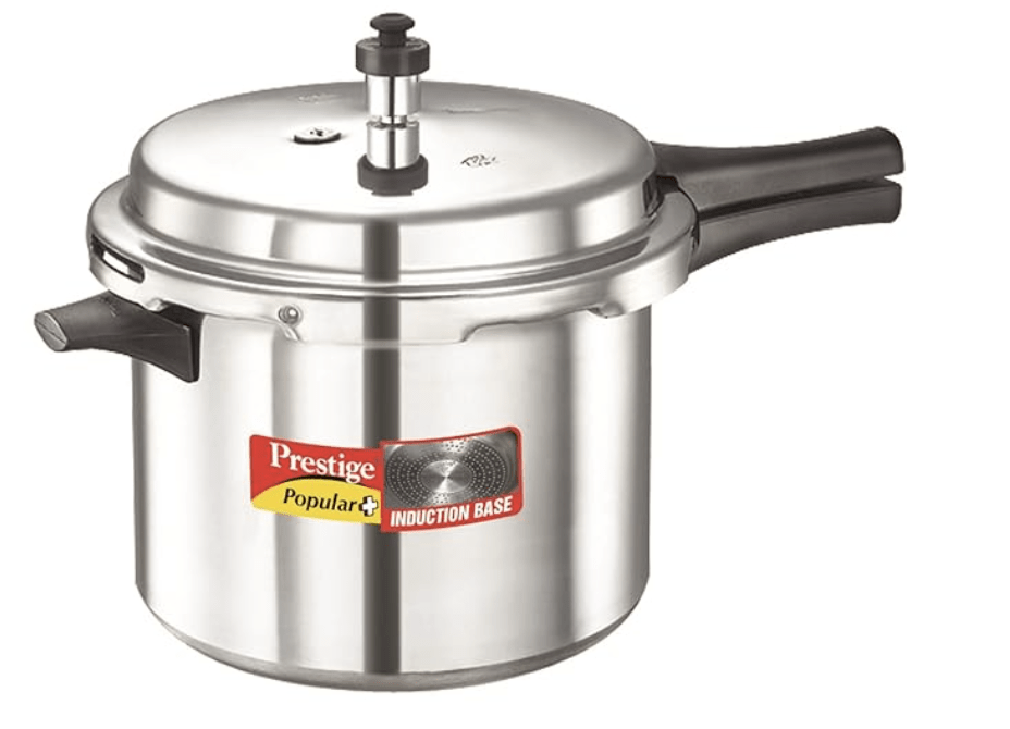 Prestige Popular Plus Induction Base Aluminium Outer Lid Pressure Cooker, 6.5 Litres, Silver