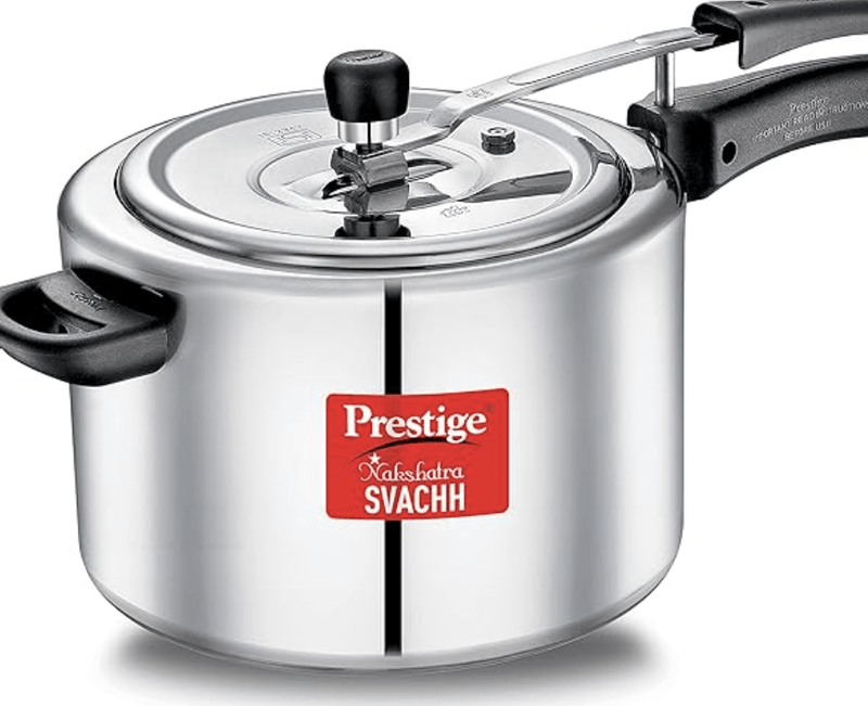 Prestige Nakshatra Svachh Aluminium Inner Lid Pressure Cooker with Unique Deep Lid for Spillage Control, 8 Litre, Silver-1