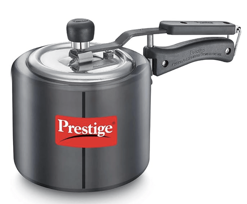 Prestige 3L Nakshatra Duo Plus Svachh Hard Anodised Inner Lid Pressure Cooker (Aluminium)|Deep stainless steel lid controls spillage|Metallic safety plug|5 years warranty-1