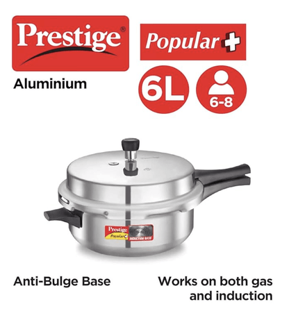 Prestige Popular Plus Induction Base Senior Deep Pan, 6 Liters, Silver, Aluminium, Outer Lid