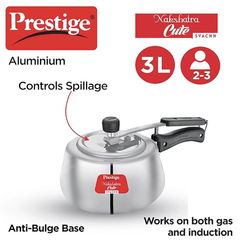 Prestige Nakshatra Cute Svachh Aluminium Inner Lid Pressure Cooker, 3.0L (Polished, Silver), 3 Liter-2