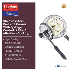 Prestige Nakshatra Essential Svachh Stainless Steel Pressure Cookers (3L, Silver, Tri-Ply Bottom, Inner Lid)-2