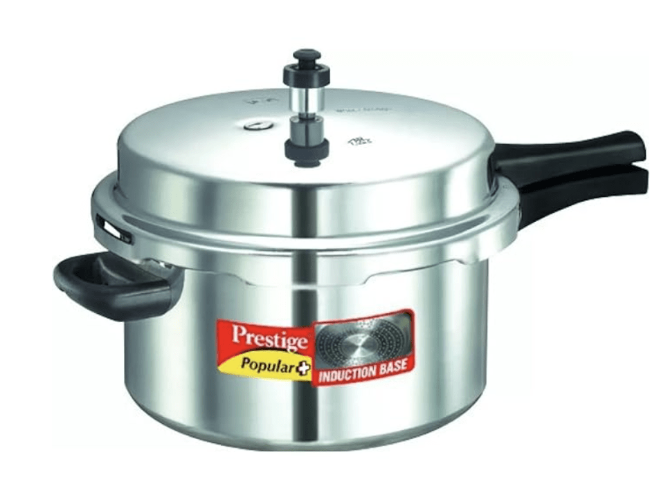 Prestige Popular Plus Induction Base Aluminium Outer Lid Pressure Cooker, 7.5 Litres, Silver