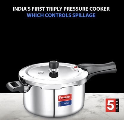 Prestige Svachh Triply 5 Litre, Silver Outer Lid Pressure Cooker (Aluminium) Visit the Prestige Store