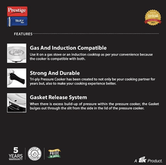 Prestige Svachh Triply 5 Litre, Silver Outer Lid Pressure Cooker (Aluminium) Visit the Prestige Store-2