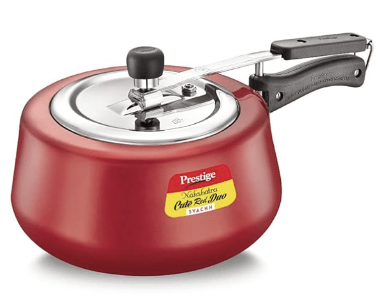 Prestige Nakshatra Cute Duo Svachh Aluminium Inner Lid Pressure Cooker, 2 Litre, Red, 2 Liter