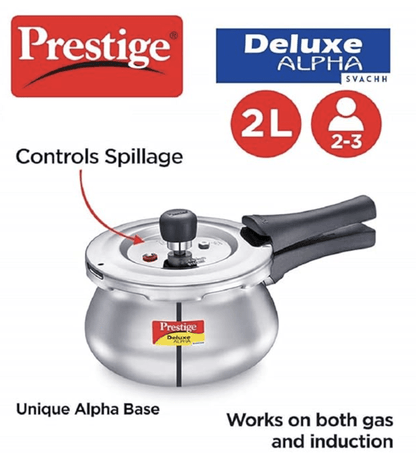 Prestige Svachh, 20266, 2 L, Alpha Baby Handi, With Deep Lid For Spillage Control, Stainless Steel, Silver, Outer Lid, 2 Liter