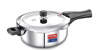 Prestige Svachh Triply Outer Lid Pressure Cooker with Unique Deep Lid, 3.5 Litre, Silver, Stainless Steel, Aluminium