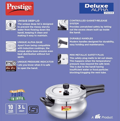 Prestige Svachh Deluxe Alpha Mini Pressure Handi, with deep lid for Spillage Control, 3 L, Stainless Steel, Silver, Outer Lid-3