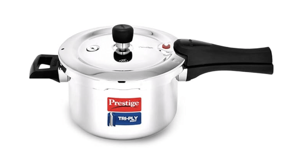 Prestige 3 Litres Svachh Triply Induction Base Outer Lid Pressure Cooker |Silver | Deep Lid Spillage Control | Even heat distribution|5 years warranty