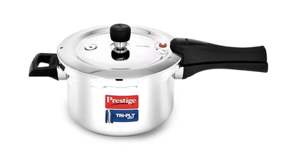 Prestige 3 Litres Svachh Triply Induction Base Outer Lid Pressure Cooker |Silver | Deep Lid Spillage Control | Even heat distribution|5 years warranty