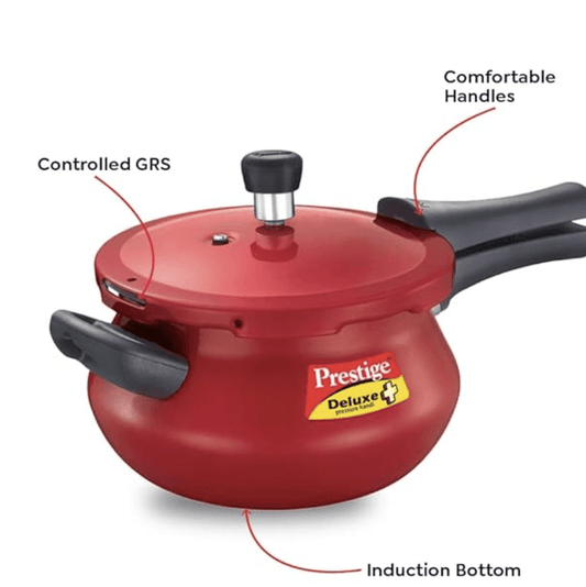 Prestige Deluxe Plus Aluminium Outer Lid Mini Pressure Handi, 3 Litre, Red