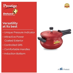 Prestige Deluxe Plus Aluminium Outer Lid Mini Pressure Handi, 3 Litre, Red-3