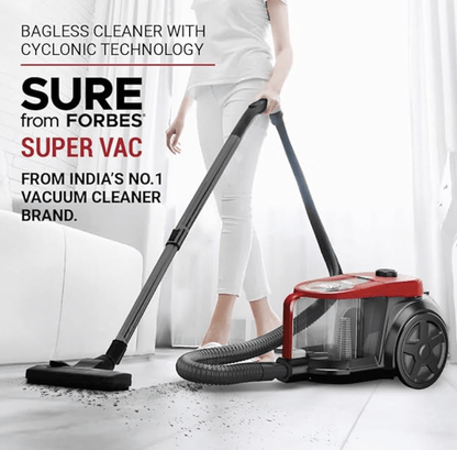 Eureka Forbes Supervac 1600 Watts Powerful Suction,bagless Vacuum Cleaner with cyclonic Technology,7 Accessories,1 Year Warranty,Compact,Lightweight & Easy to use (Red)