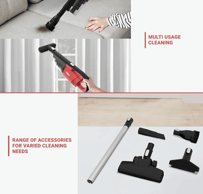Eureka Forbes Stick Vac NXT 600 watts Upright & Handheld Vacuum Cleaner,bagless with cyclonic Technology (Red & Black)