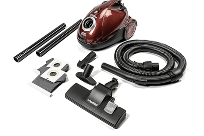 Eureka Forbes Quick Clean DX Vacuum Cleaner with 1200 Watts Powerful Suction Control, 3 Free Reusable dust Bag worth Rs 500, comes with multiple accessories, dust bag full indicator (Red), standerd