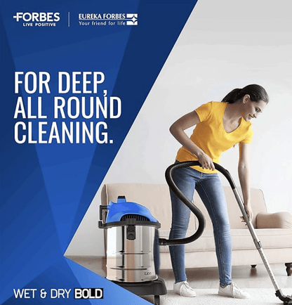 Eureka Forbes Wet & Dry Bold 1400 Watts Multipurpose Vacuum Cleaner,Power Suction & Blower with 20 litres Tank Capacity,6 Accessories,1 Year Warranty,Compact,Light Weight & Easy to use (Blue)