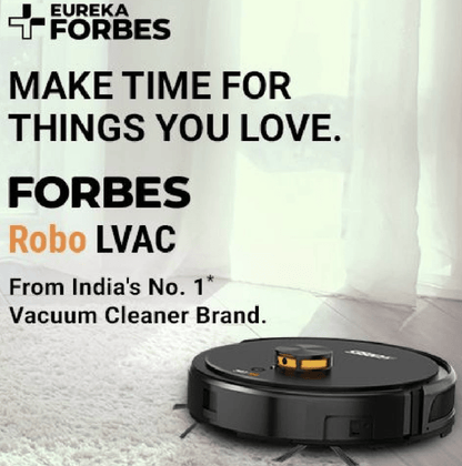 Eureka Forbes ROBO L VAC Vacuum Cleaner with Smart Sensing Technology, Remote Control, Duraclean Battery (Black, ROBOLVAC)
