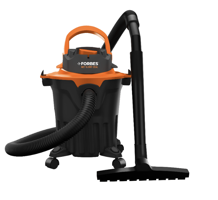 Eureka Forbes Wet & Dry Zeal Vacuum Cleaner with Large Dust Tank, 360° Swivel Wheels, 5 Meters Cord Length (Orange & Black, VCWET&DRYZEAL)