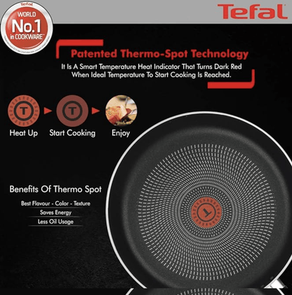 Tefal Delicia Powerglide Non-Stick Tawa 26 cm, Kadhai 24 cm, Fry 24 cm with Lid, Spatula (Pack of 4, Black), Standard, (B154S584)