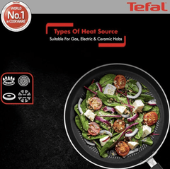 Tefal Delicia Powerglide Non-Stick Tawa 26 cm, Kadhai 24 cm, Fry 24 cm with Lid, Spatula (Pack of 4, Black), Standard, (B154S584)-5