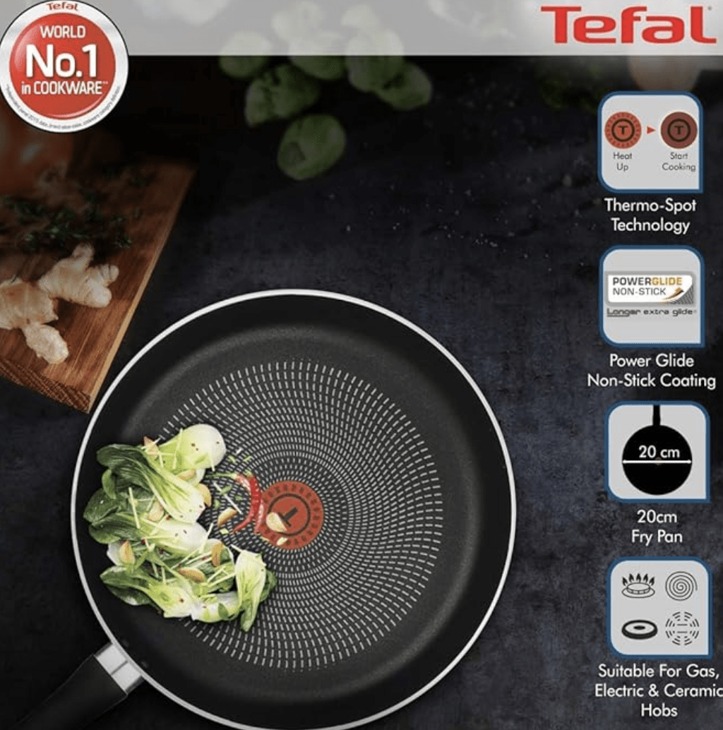Tefal Delicia Powerglide Non-Stick 20 cm Fry Pan (Black), (B4680285)