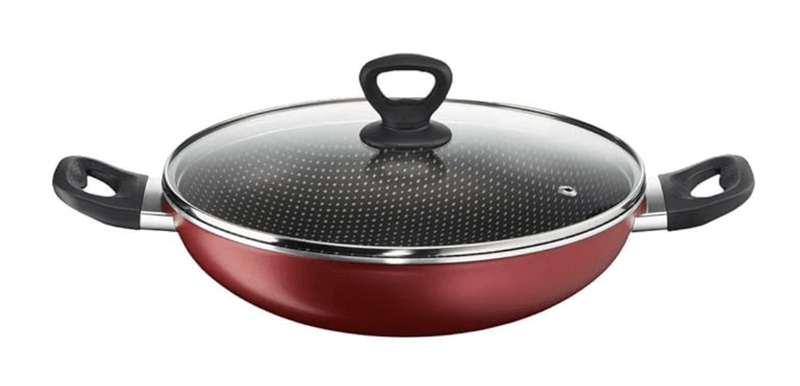 Tefal Simply Chef Non-Stick Aluminium Kadhai with Lid, 28cm, (Rio Red)-1